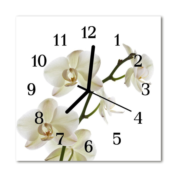 Vierkante glas klok Orchidee