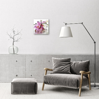 Vierkante glas klok Orchidee