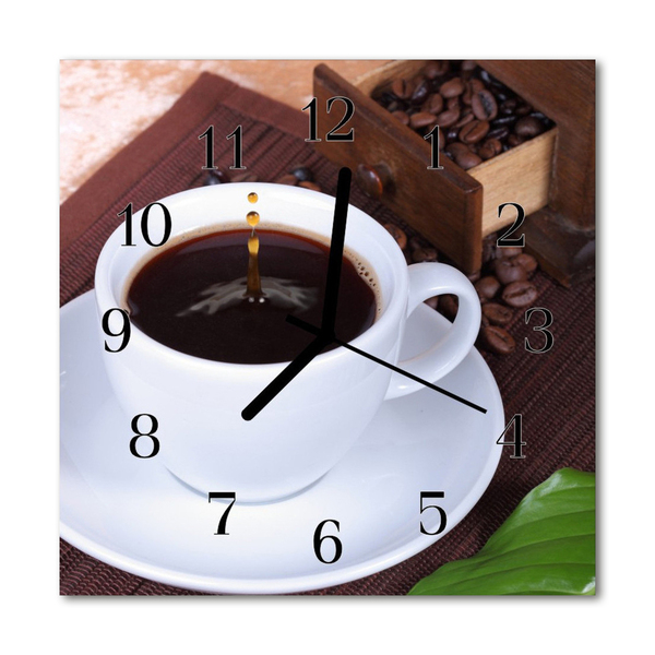 Vierkante glas klok Koffie