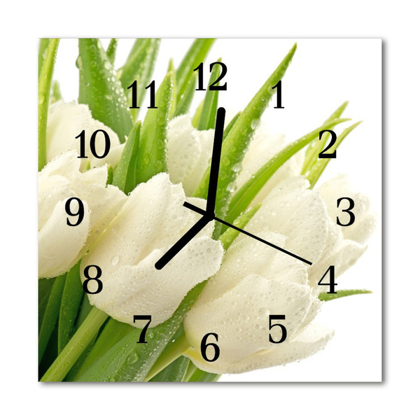 Vierkante glas klok Tulpen