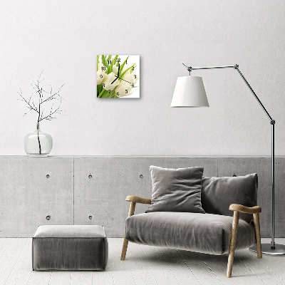Vierkante glas klok Tulpen