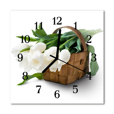Vierkante glas klok Tulpenmand