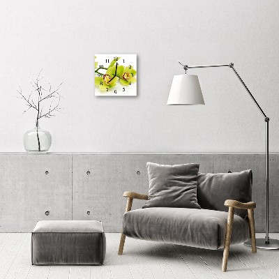 Vierkante glas klok Orchidee