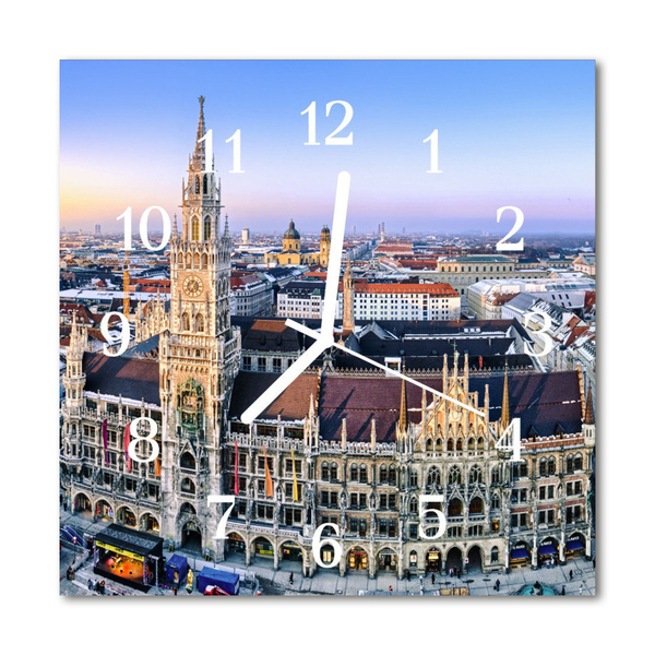 Vierkante glas klok Stadsgebouwen