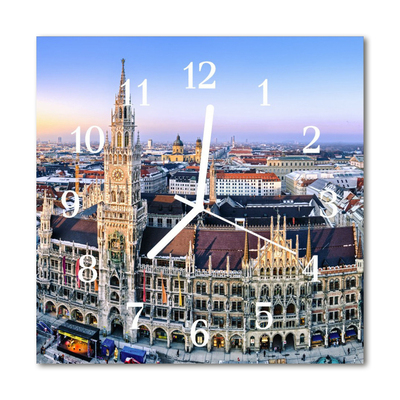Vierkante glas klok Stadsgebouwen