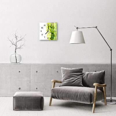 Vierkante glas klok Bamboe