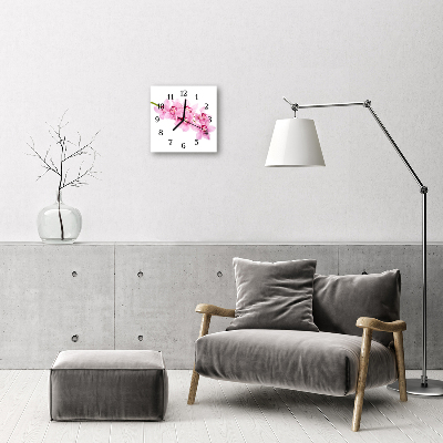 Vierkante glas klok Orchidee