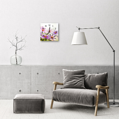 Vierkante glas klok Bloemen