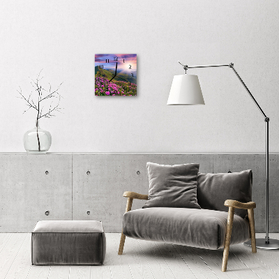Vierkante glazen wandklok Landschap
