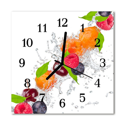 Vierkante glazen wandklok Fruit