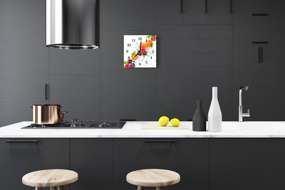 Vierkante glazen wandklok Fruit