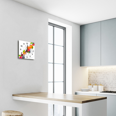 Vierkante glazen wandklok Fruit