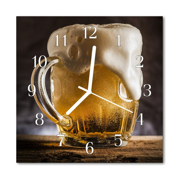 Vierkante glazen wandklok Bier