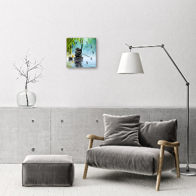 Vierkante glazen wandklok Stenen