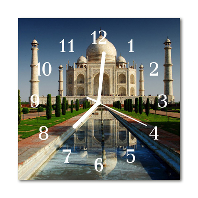Vierkante glazen wandklok Taj mahal