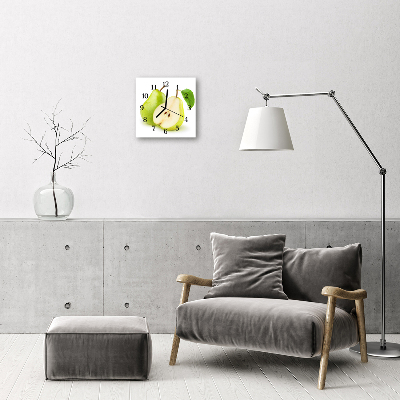 Vierkante glazen wandklok Peren