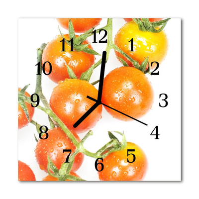 Vierkante glazen wandklok Tomaten