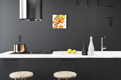 Vierkante glazen wandklok Tomaten