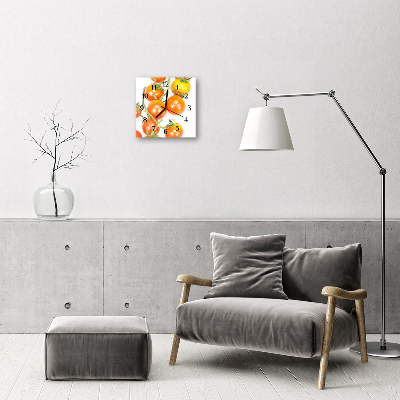 Vierkante glazen wandklok Tomaten
