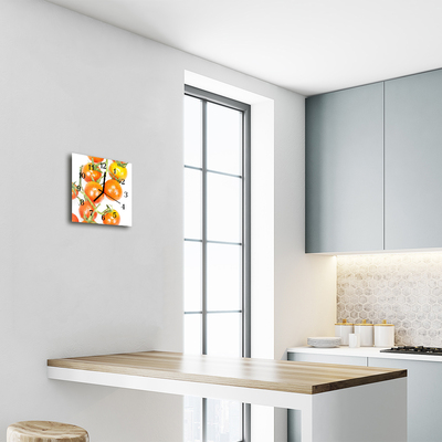 Vierkante glazen wandklok Tomaten