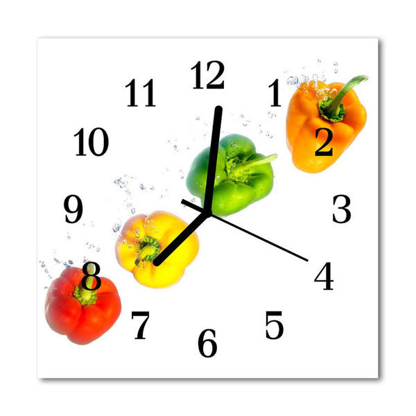 Vierkante glazen wandklok Peper