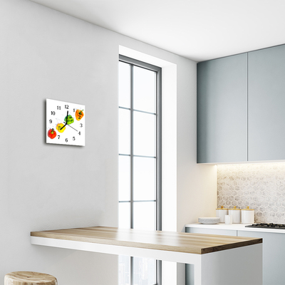 Vierkante glazen wandklok Peper