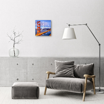 Vierkante glazen wandklok Gouden poort