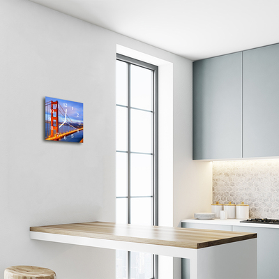 Vierkante glazen wandklok Gouden poort