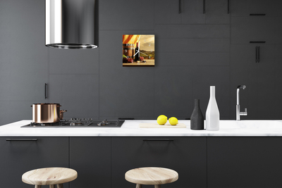 Vierkante glazen wandklok Wijnvat
