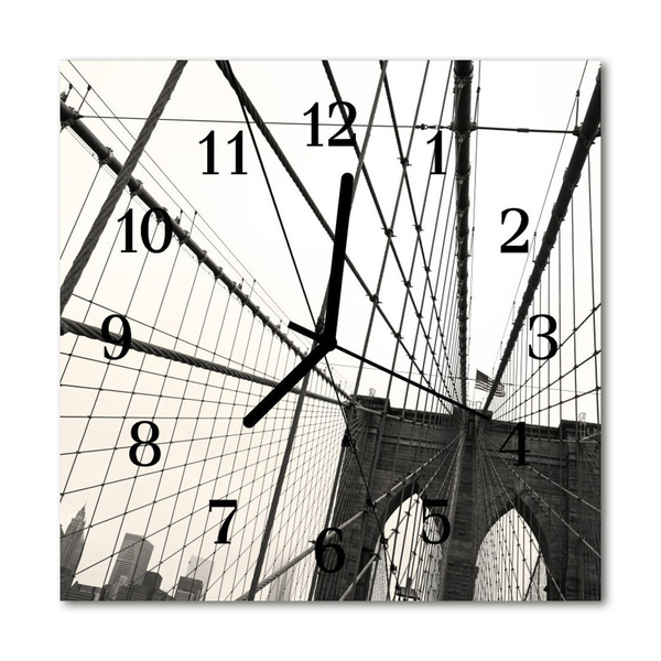 Vierkante glazen wandklok Brooklyn bridge