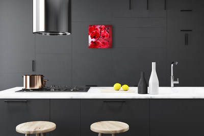 Vierkante glazen wandklok Orchidee