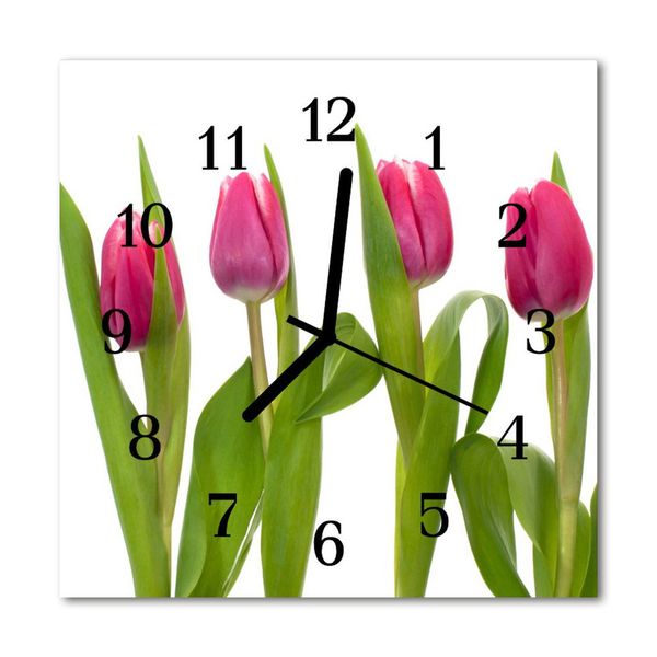 Vierkante glazen klok Tulpen