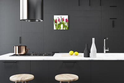 Vierkante glazen klok Tulpen