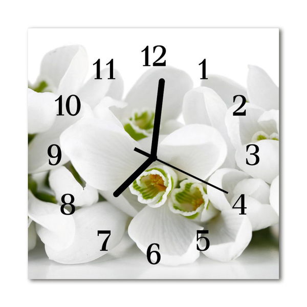 Vierkante glazen klok Bloemen