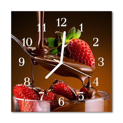 Vierkante glazen klok Chocolade aardbeien