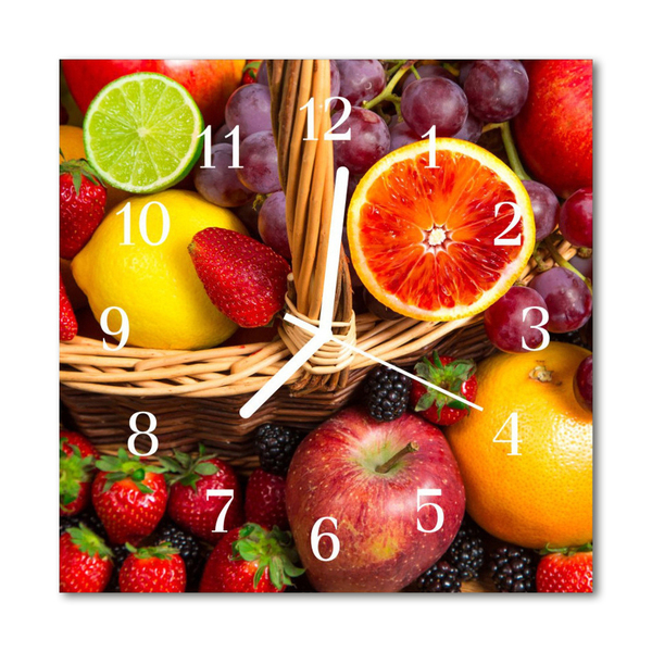 Vierkante glazen klok Fruit