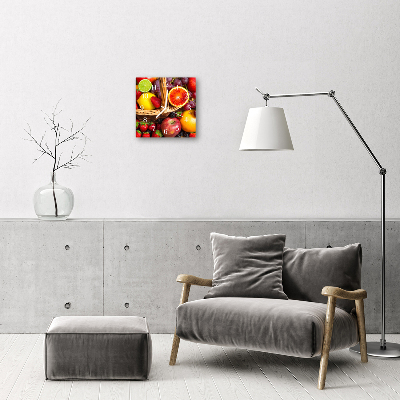 Vierkante glazen klok Fruit