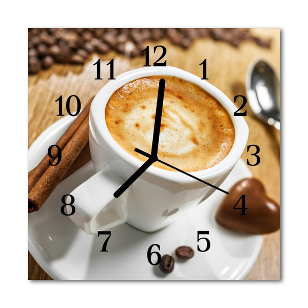 Vierkante glazen klok Koffie