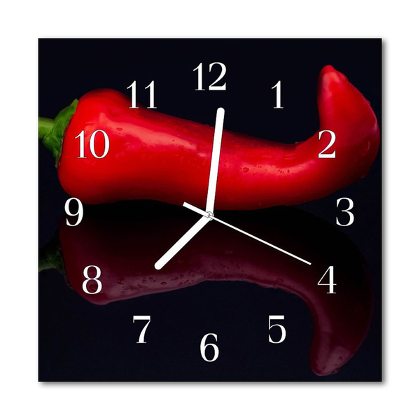 Vierkante glazen klok Chili peper
