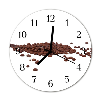 Ronde glazen wandklok Koffiebonen