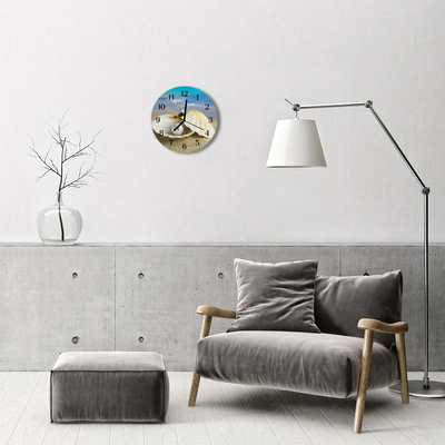 Ronde glazen wandklok Parelschalen
