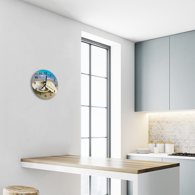 Ronde glazen wandklok Parelschalen