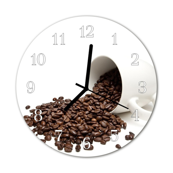 Ronde glazen wandklok Koffiemok