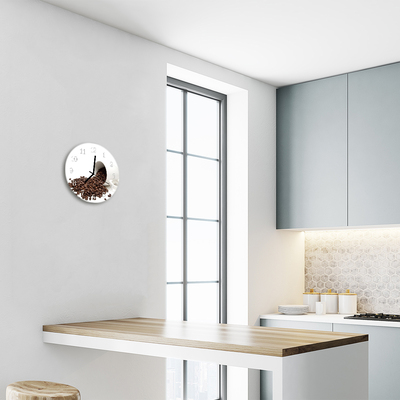 Ronde glazen wandklok Koffiemok