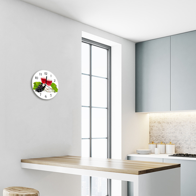 Ronde glazen wandklok Wijndruiven