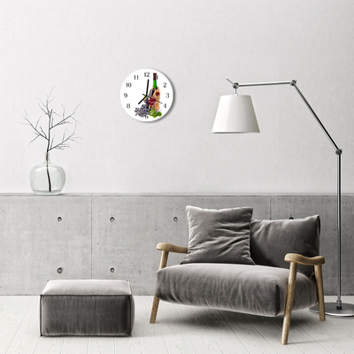 Ronde glazen wandklok Wijndruiven