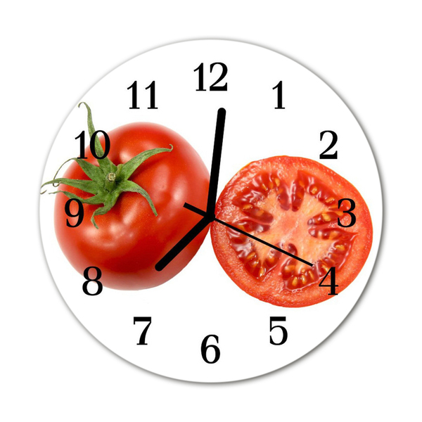 Ronde glazen wandklok Tomaten