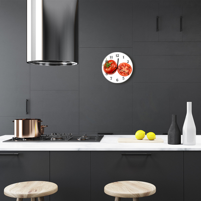 Ronde glazen wandklok Tomaten