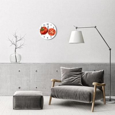 Ronde glazen wandklok Tomaten