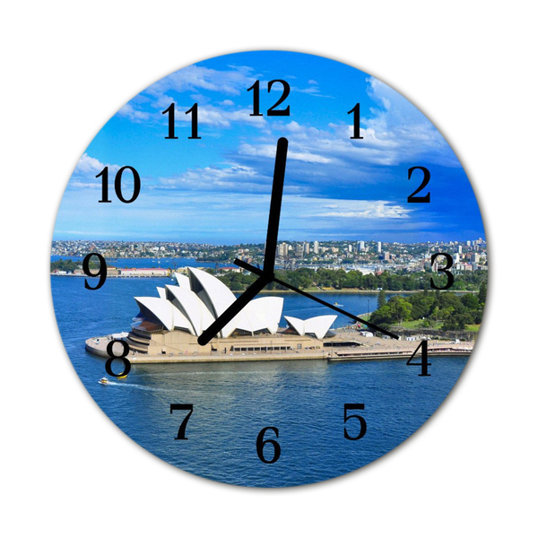 Ronde glazen wandklok Sidney opera